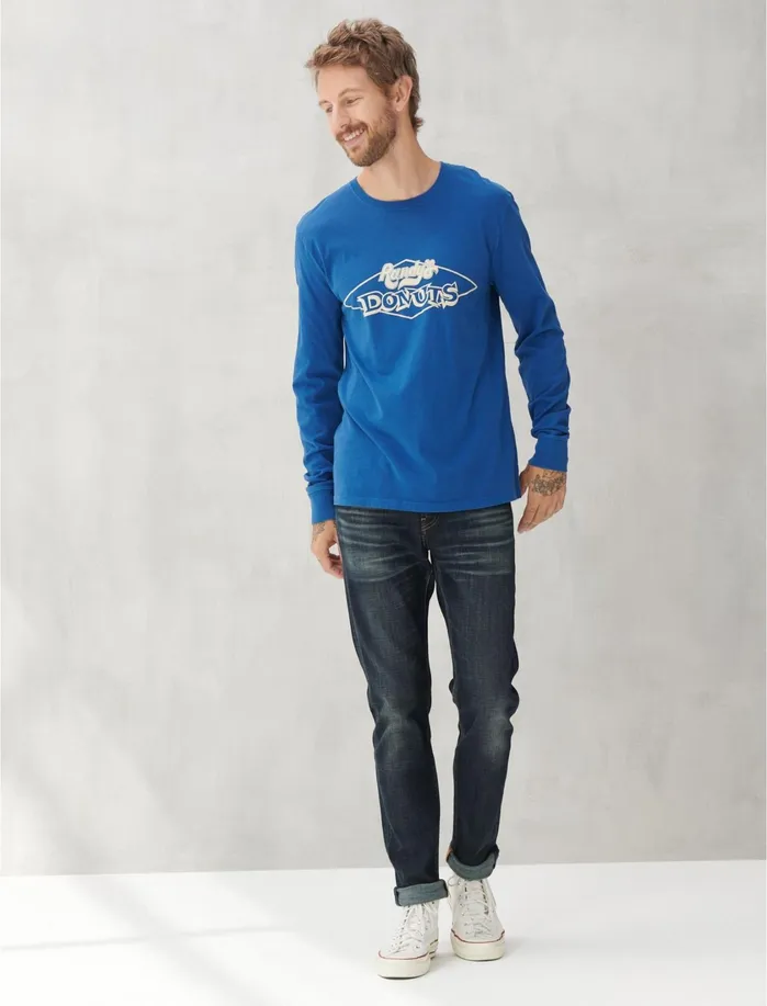 Graphic Tees Men Lucky Brand Randys Donuts Logos Estate Blue
