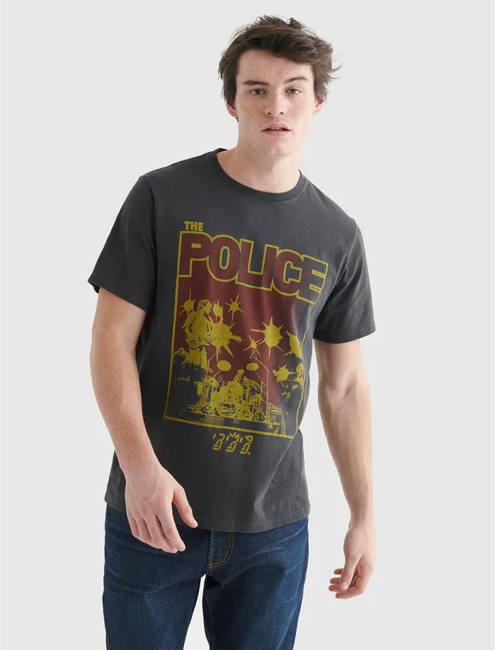 Graphic Tees Men Lucky Brand The Police Tee Jet Black