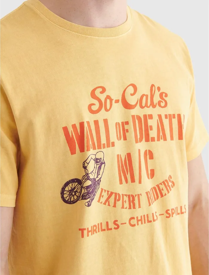 Graphic Tees Men Lucky Brand Wall Of Death Tee Ochre