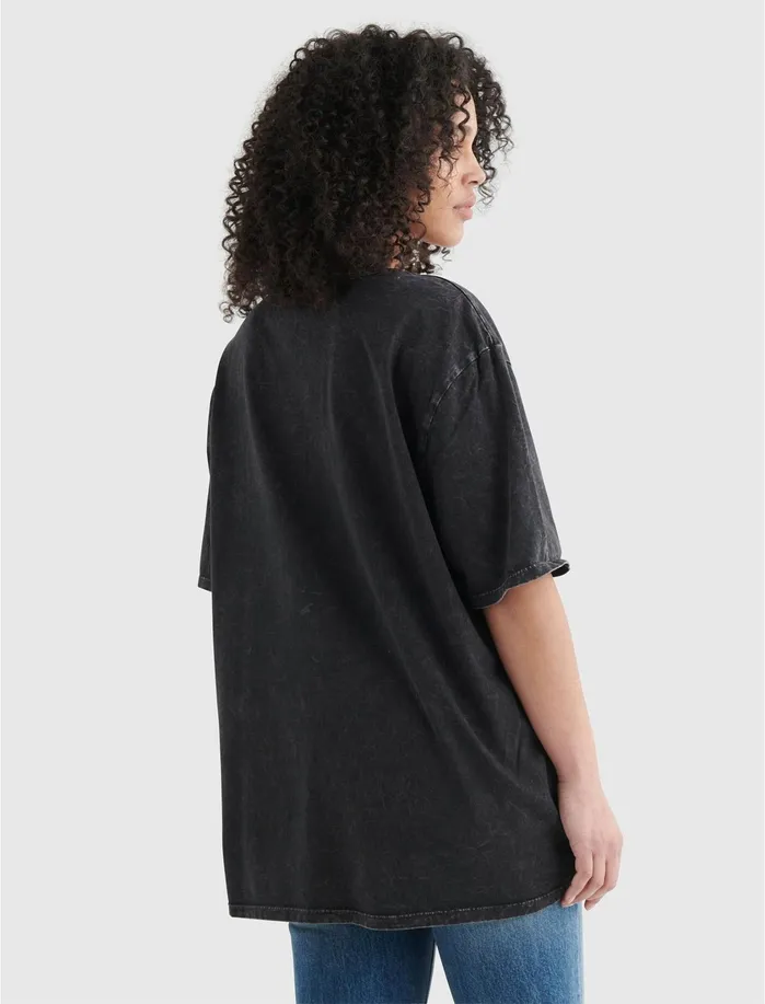 Graphic Tees Women Lucky Brand Bad Company Oversized Tee Jet Black Graphic Tees Women Lucky Brand Bad Company Oversized Tee Jet Black