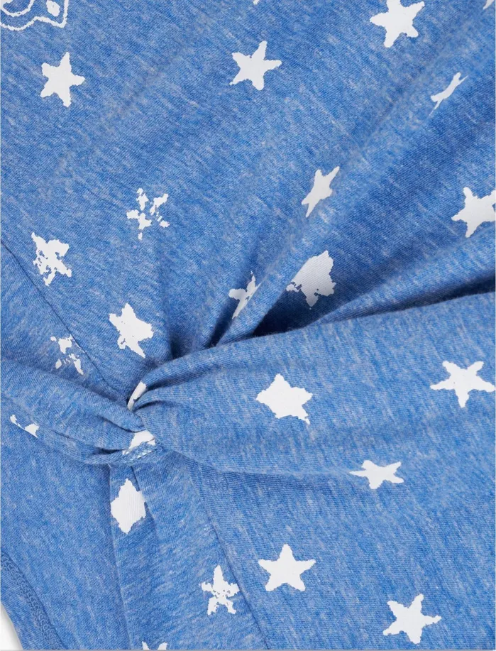 Graphic Tees Women Lucky Brand Bandana Knot Front Top Blue Multi