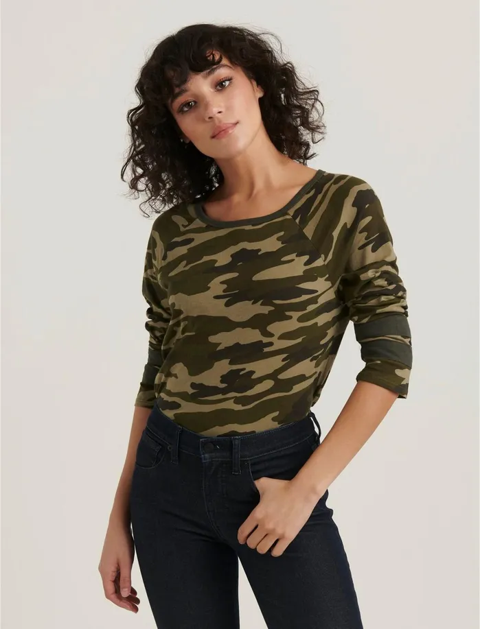 Graphic Tees Women Lucky Brand Camo Athletic Tee Green Multi