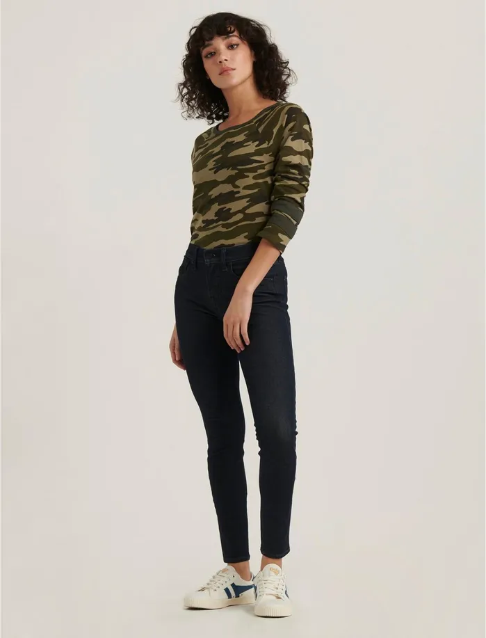 Graphic Tees Women Lucky Brand Camo Athletic Tee Green Multi