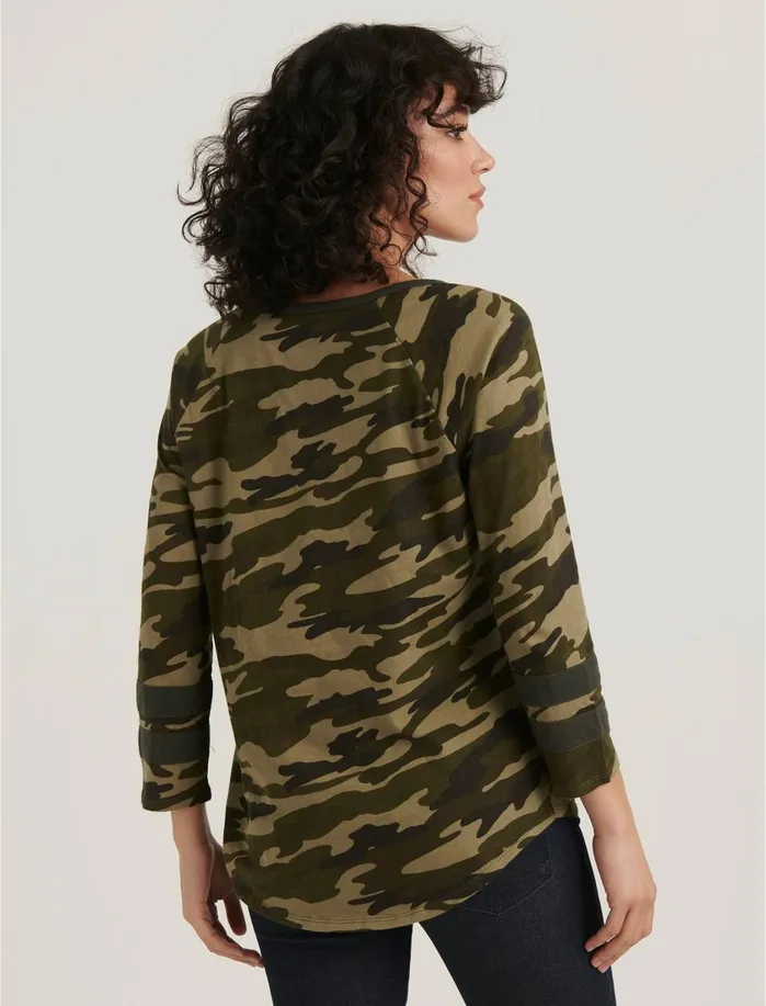 Graphic Tees Women Lucky Brand Camo Athletic Tee Green Multi