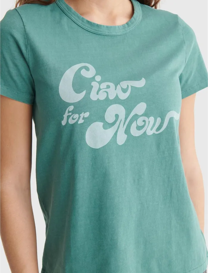 Graphic Tees Women Lucky Brand Ciao For Now Classic Crew Tee Blue Spruce