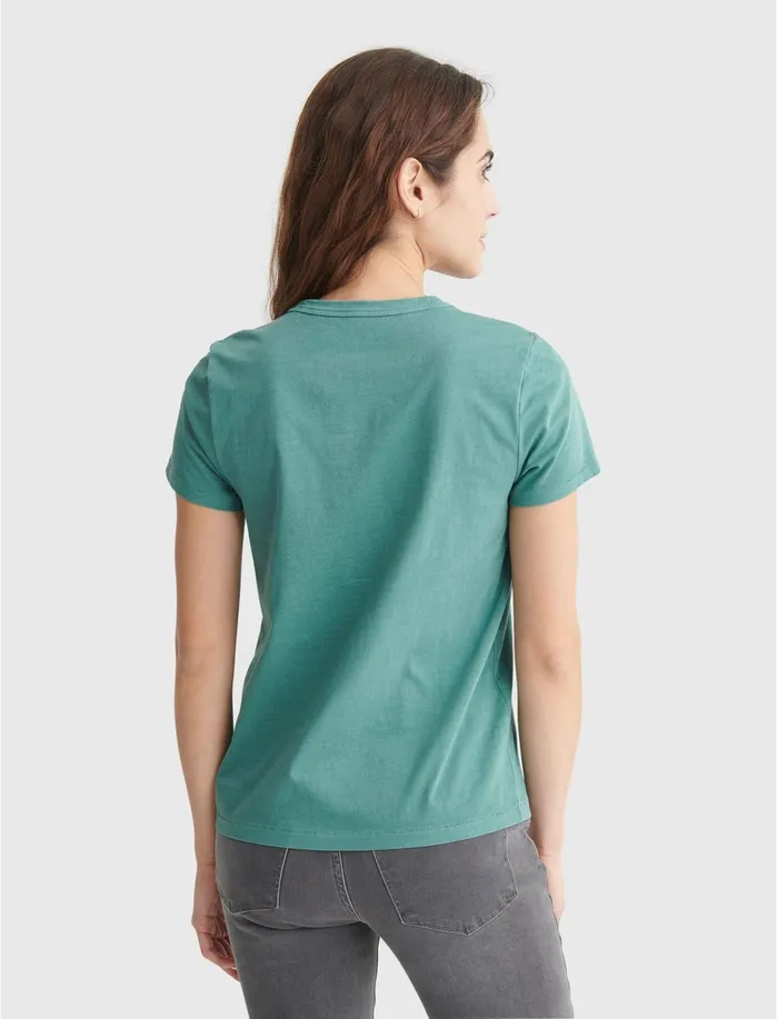 Graphic Tees Women Lucky Brand Ciao For Now Classic Crew Tee Blue Spruce