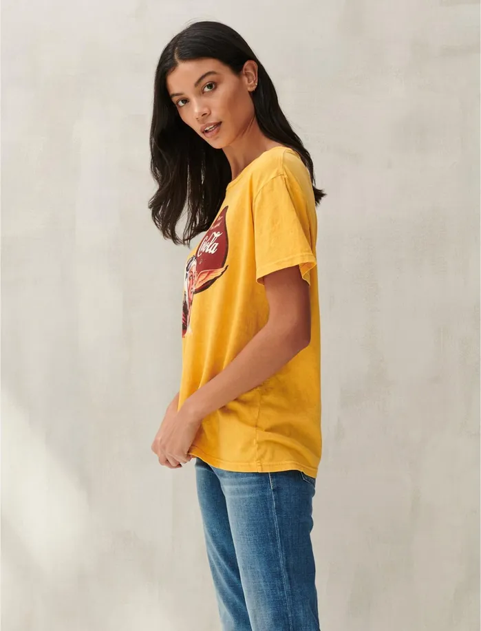 Graphic Tees Women Lucky Brand CocaCola Aviation Graphic Tee Golden Yellow