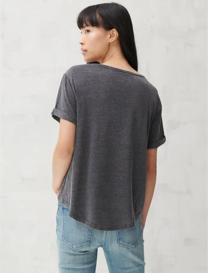 Graphic Tees Women Lucky Brand JACK DANIELS ROLLED SLEEVE TEE Black Mountain