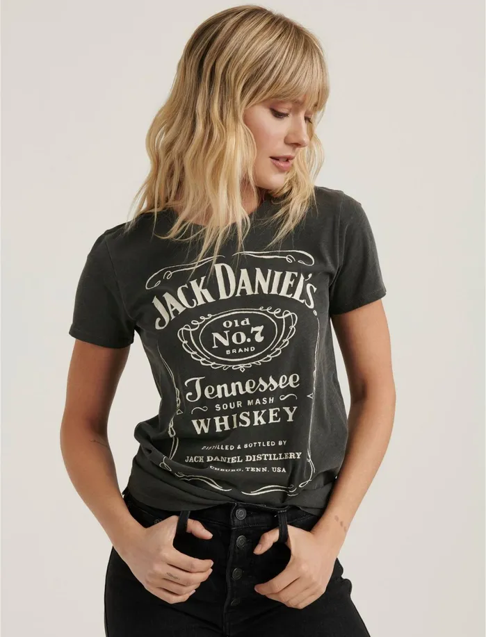 Graphic Tees Women Lucky Brand Jack Daniels Whiskey Tee Lucky Black