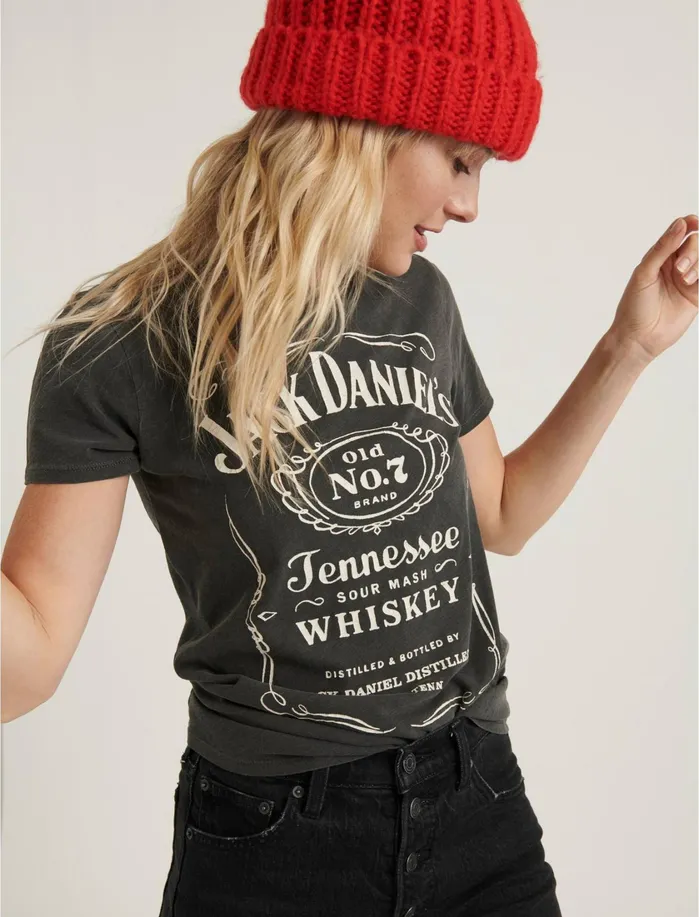 Graphic Tees Women Lucky Brand Jack Daniels Whiskey Tee Lucky Black
