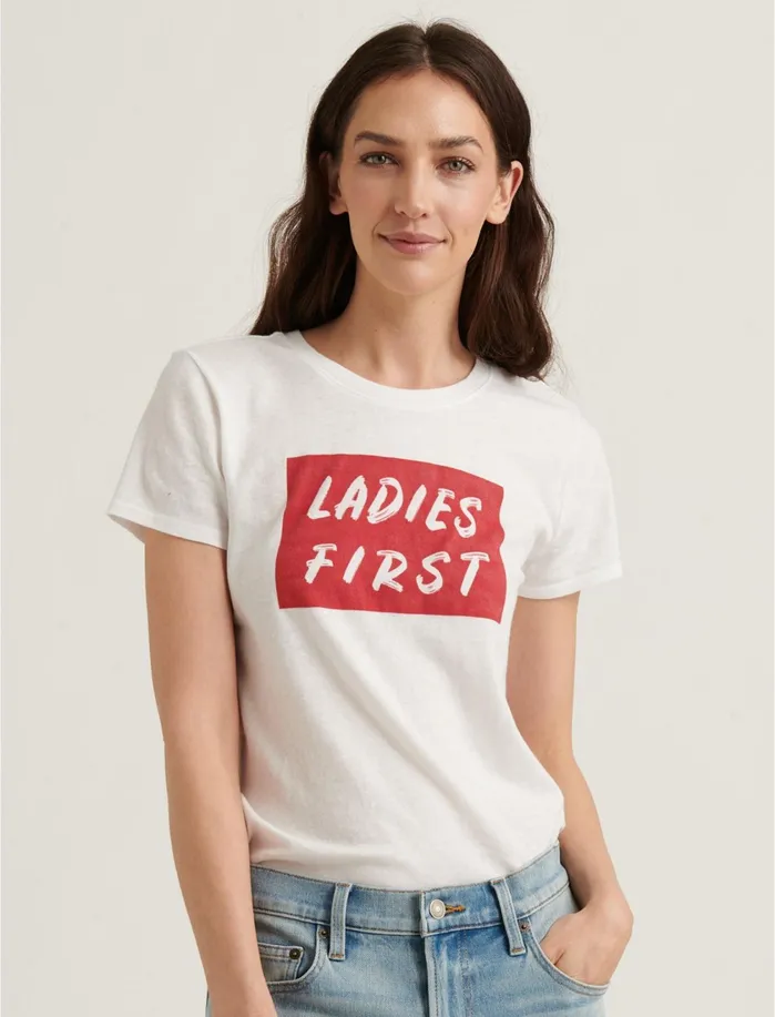 Graphic Tees Women Lucky Brand Ladies First Tee Lucky White