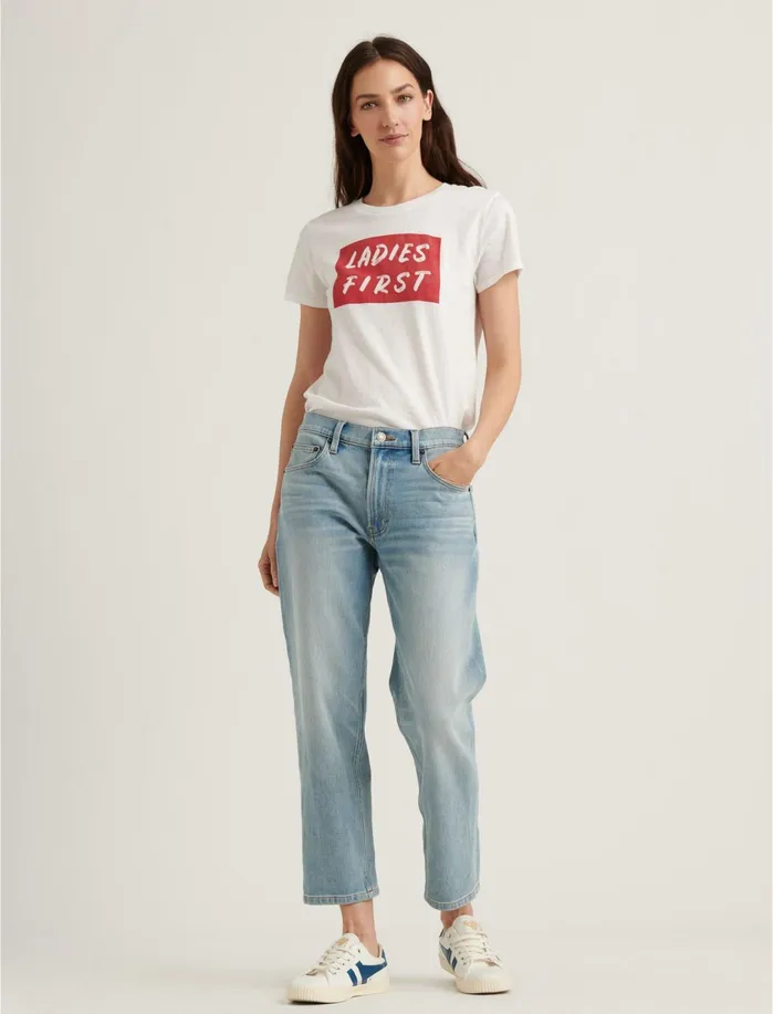Graphic Tees Women Lucky Brand Ladies First Tee Lucky White