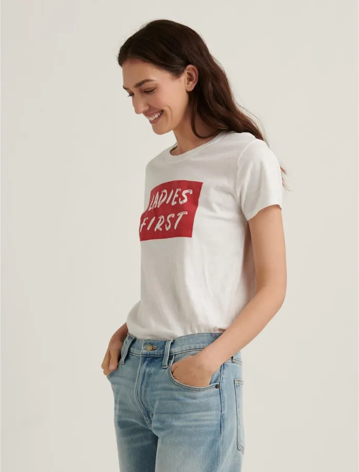 Graphic Tees Women Lucky Brand Ladies First Tee Lucky White