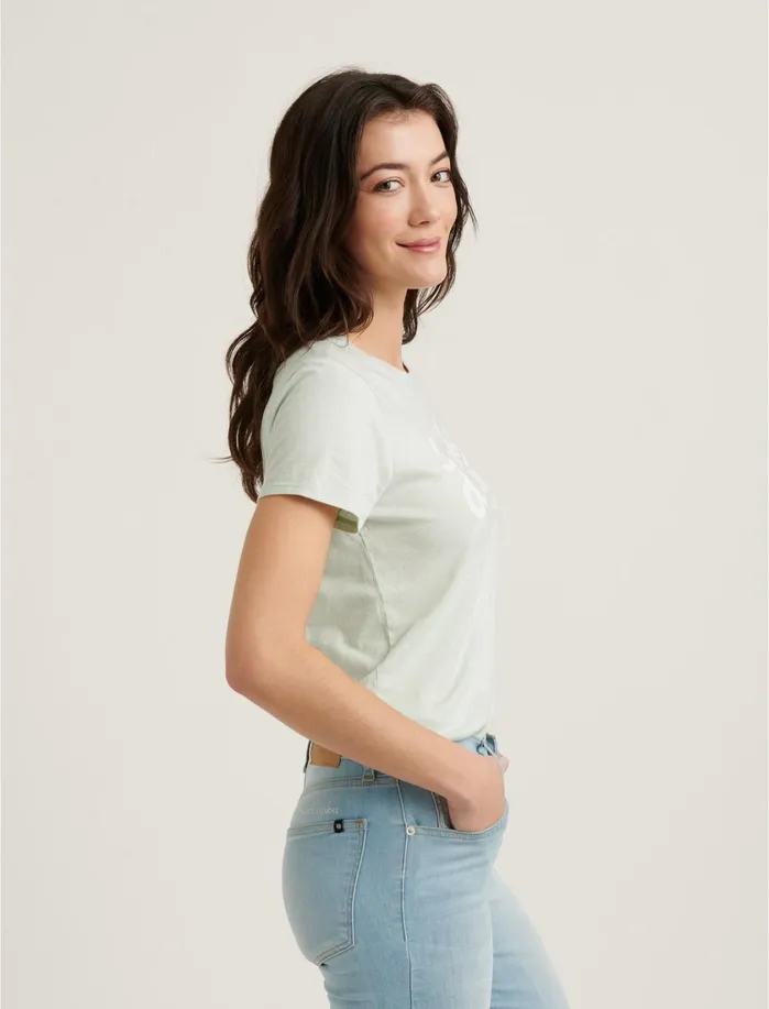 Graphic Tees Women Lucky Brand Lucky Brand Scripted Tee Misty Blue