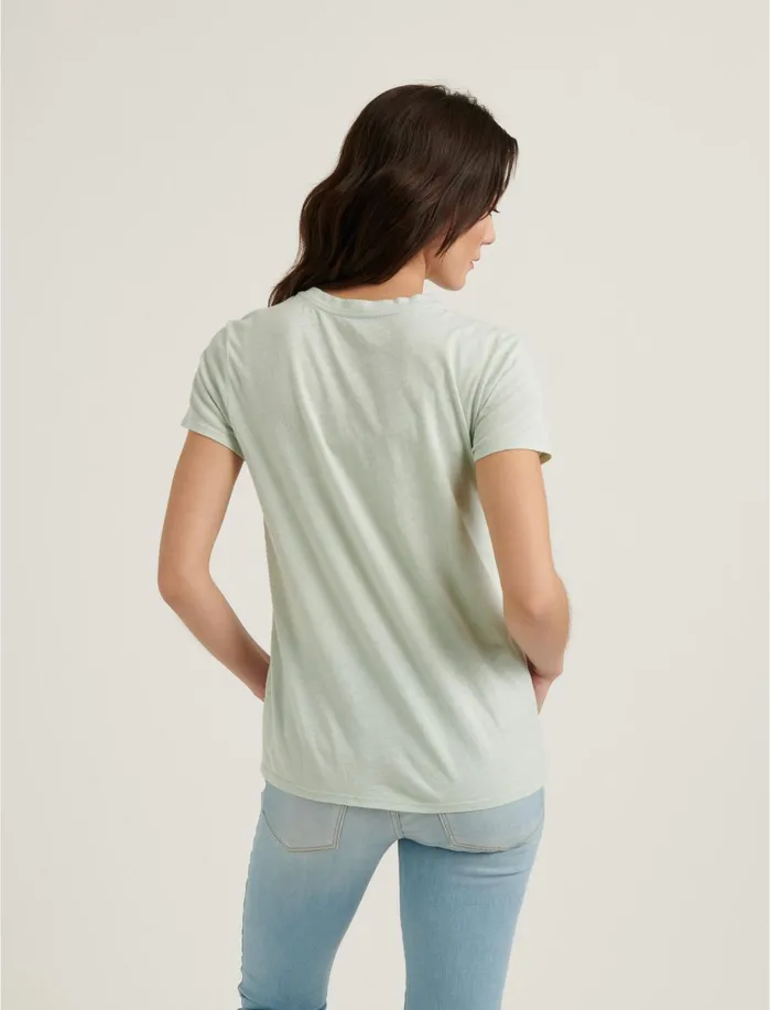 Graphic Tees Women Lucky Brand Lucky Brand Scripted Tee Misty Blue
