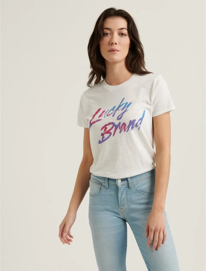 Graphic Tees Women Lucky Brand Lucky Brand Tee Lucky White