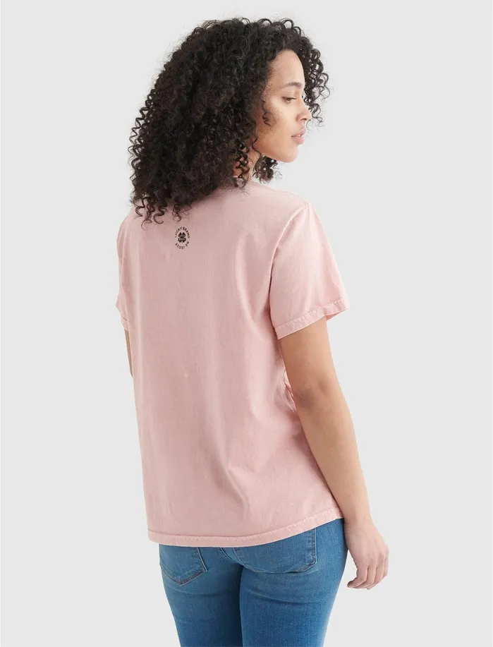 Graphic Tees Women Lucky Brand Lucky You Script Boyfriend Rose Tan Graphic Tees Women Lucky Brand Lucky You Script Boyfriend Rose Tan