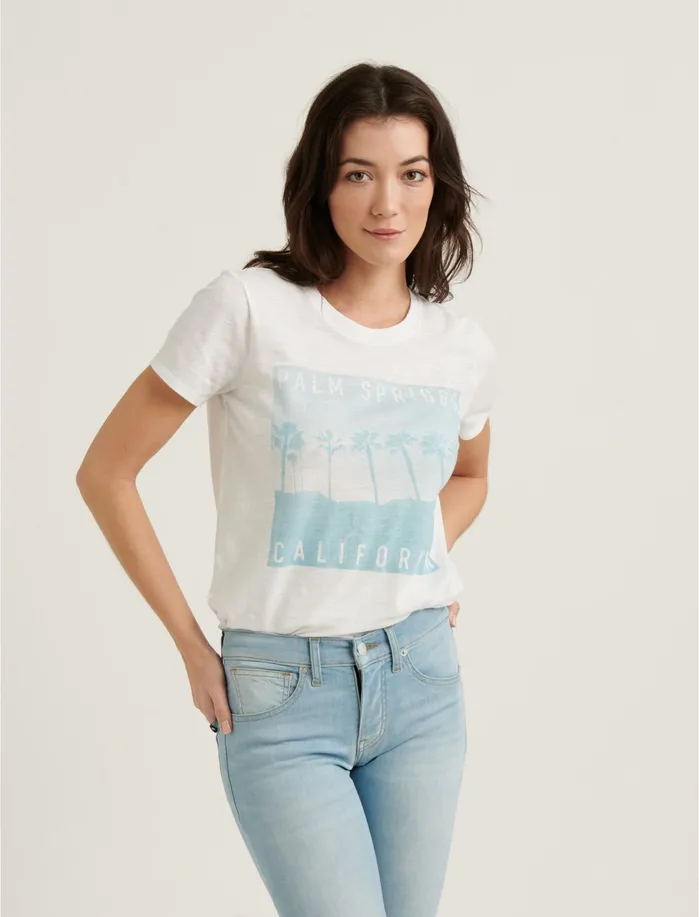 Graphic Tees Women Lucky Brand Palm Springs Vintage Tee Lucky White