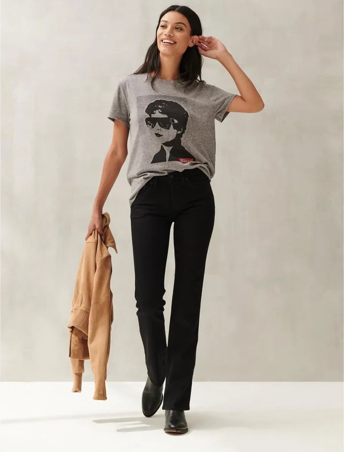 Graphic Tees Women Lucky Brand Rizzo Graphic Tee Heather Grey
