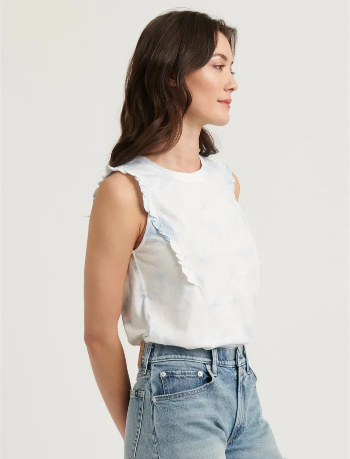 Graphic Tees Women Lucky Brand Ruffle Tank Blue Multi