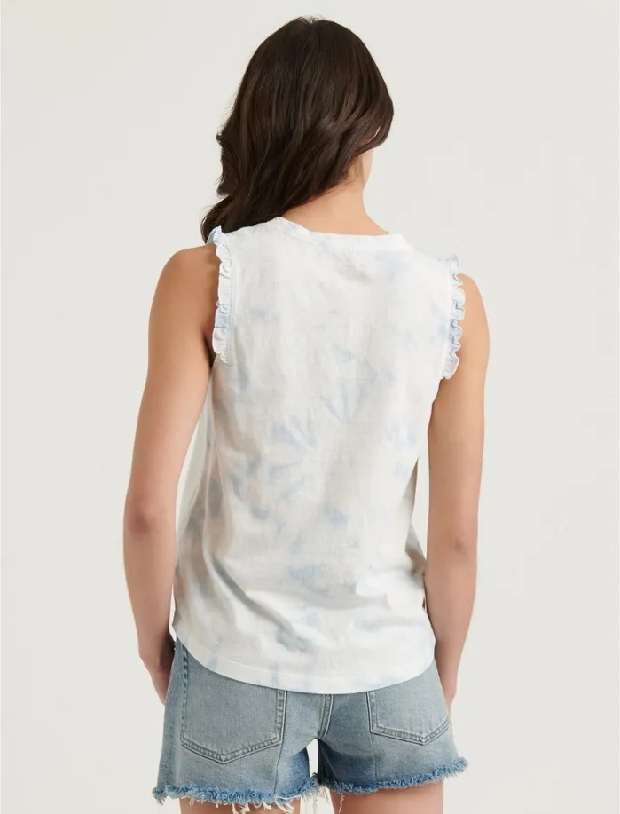 Graphic Tees Women Lucky Brand Ruffle Tank Blue Multi