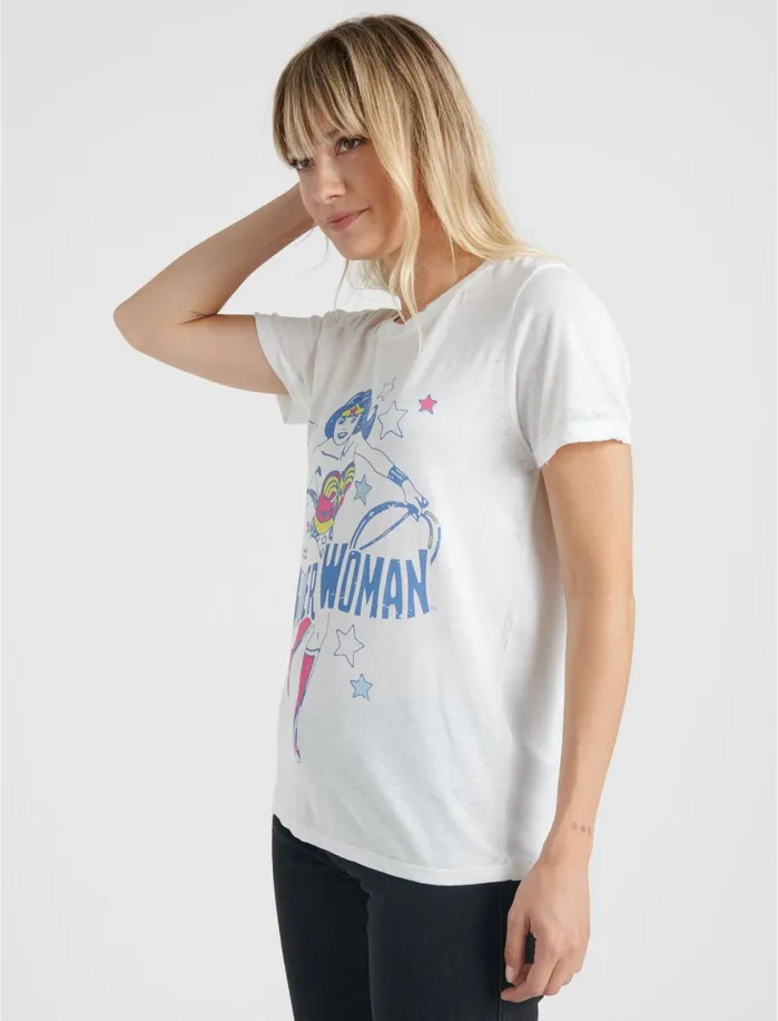Graphic Tees Women Lucky Brand Wonder Woman Tee Lucky White