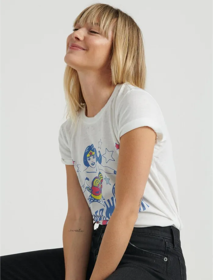 Graphic Tees Women Lucky Brand Wonder Woman Tee Lucky White