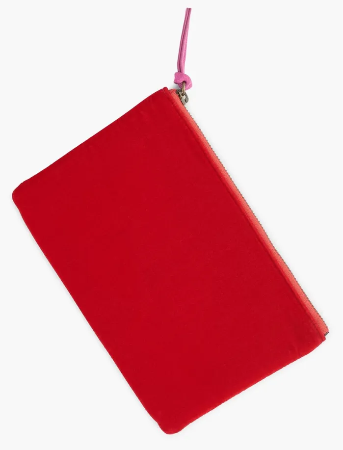 Handbags Women Lucky Brand Mixed Material Pouch Bag Red