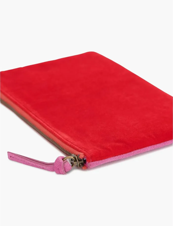 Handbags Women Lucky Brand Mixed Material Pouch Bag Red