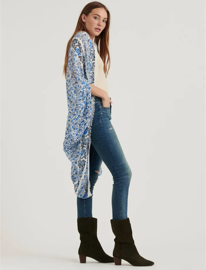 Hats Women Lucky Brand Floral Bolero Blue Multi