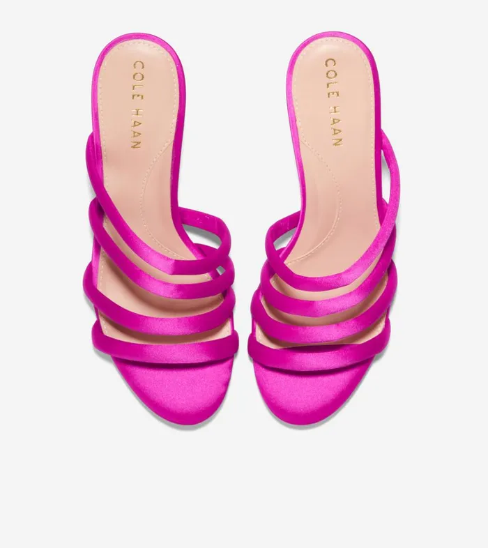 Heels And Wedges Women Cole Haan Adella Sandal Bright Pink Satin Heels And Wedges Women Cole Haan Adella Sandal Bright Pink Satin