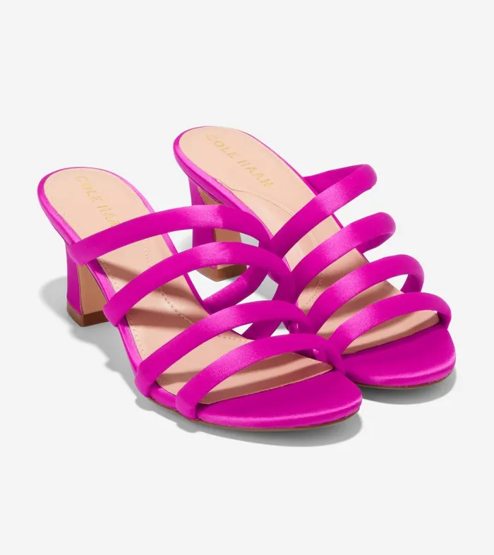 Heels And Wedges Women Cole Haan Adella Sandal Bright Pink Satin Heels And Wedges Women Cole Haan Adella Sandal Bright Pink Satin
