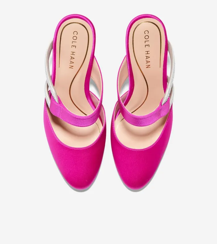 Heels And Wedges Women Cole Haan Gabbie Jewel Mule Pink Satin Heels And Wedges Women Cole Haan Gabbie Jewel Mule Pink Satin
