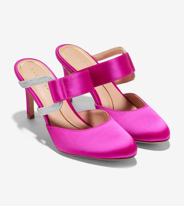 Heels And Wedges Women Cole Haan Gabbie Jewel Mule Pink Satin Heels And Wedges Women Cole Haan Gabbie Jewel Mule Pink Satin