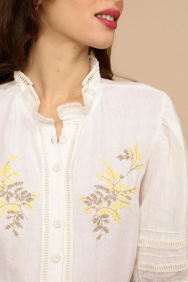 HUGUETTE Shirt Blanc Uni Women Rouje Blouses and Tops