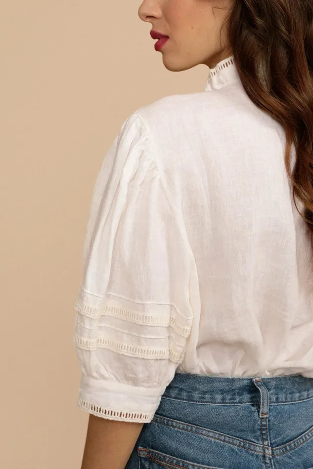 HUGUETTE Shirt Blanc Uni Women Rouje Blouses and Tops