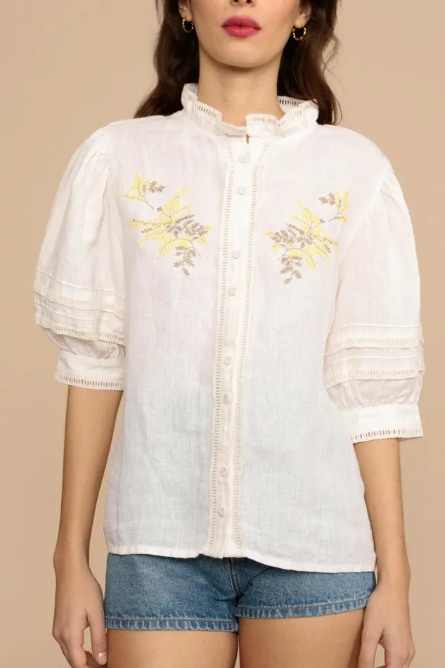 HUGUETTE Shirt Blanc Uni Women Rouje Blouses and Tops