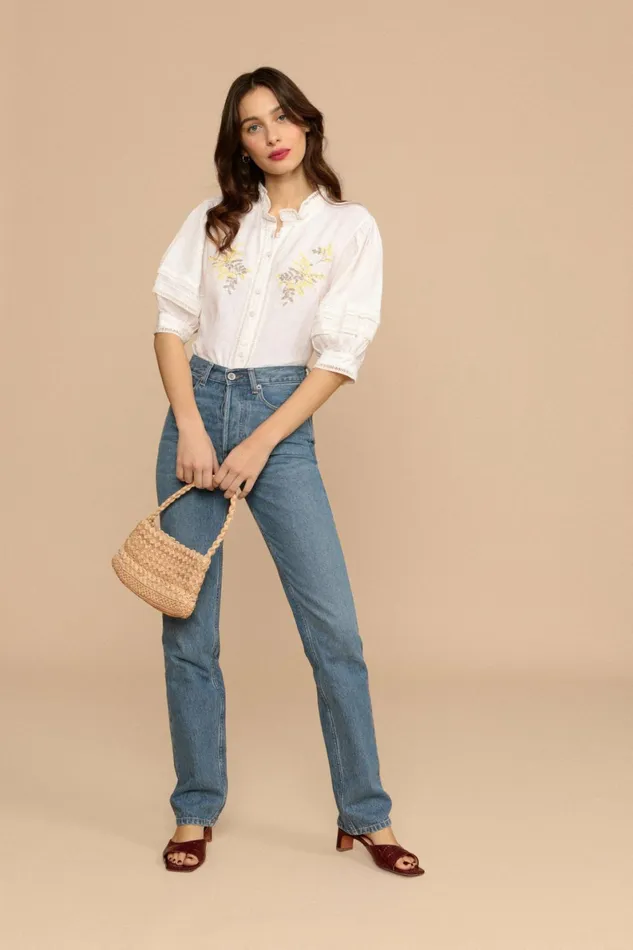 HUGUETTE Shirt Blanc Uni Women Rouje Blouses and Tops