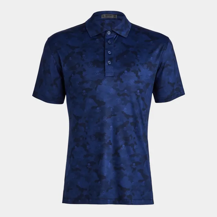Icon Camo Tech Jersey Modern Spread Collar Polo Blueprint Men GFORE Tops