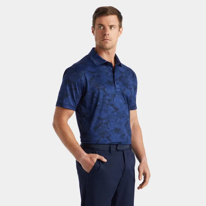 Icon Camo Tech Jersey Modern Spread Collar Polo Blueprint Men GFORE Tops