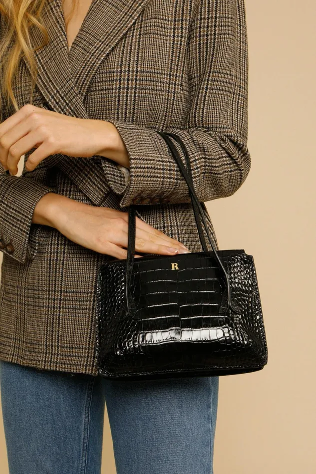 J Bag Croco Noir Women Rouje Bags