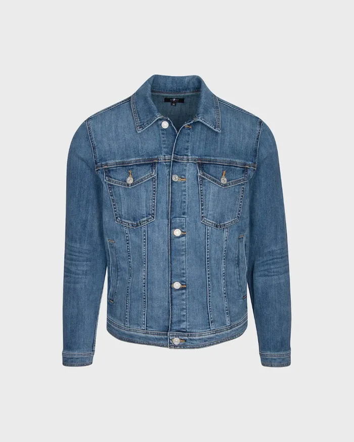 Jackets 038 Coats Men 7 For All Mankind Luxe Performance Trucker Jacket In Blue Bird Jackets 038 Coats Men 7 For All Mankind Luxe Performance Trucker Jacket In Blue Bird