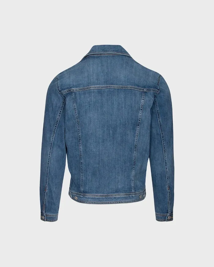Jackets 038 Coats Men 7 For All Mankind Luxe Performance Trucker Jacket In Blue Bird