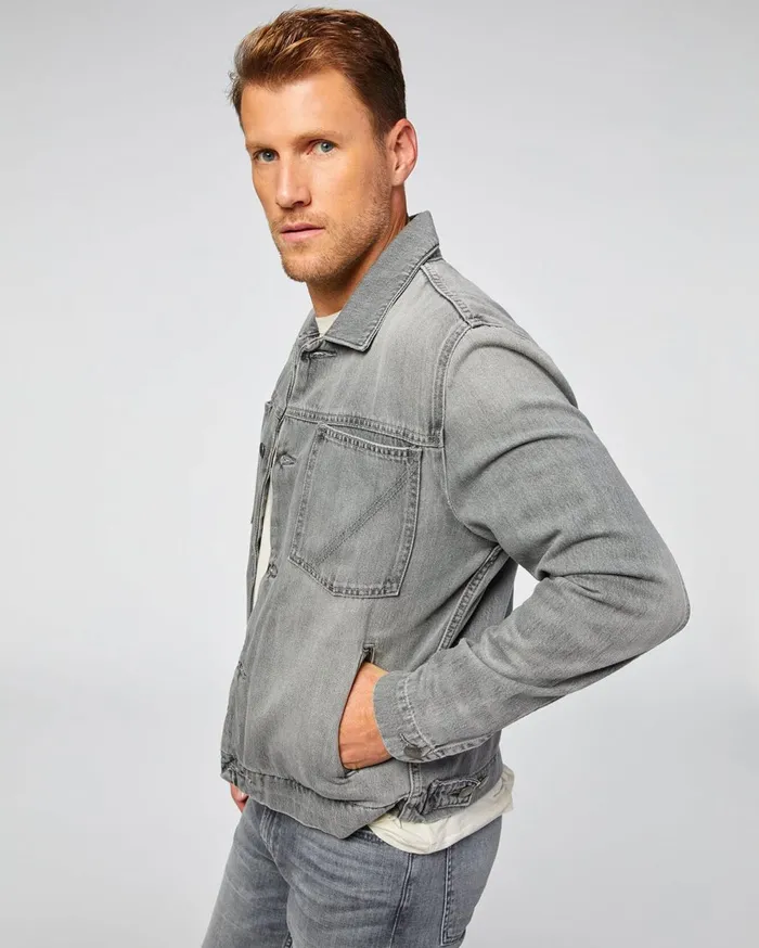 Jackets 038 Coats Men 7 For All Mankind Mojo Patch Pocket Trucker Jacket In Dharma Grey