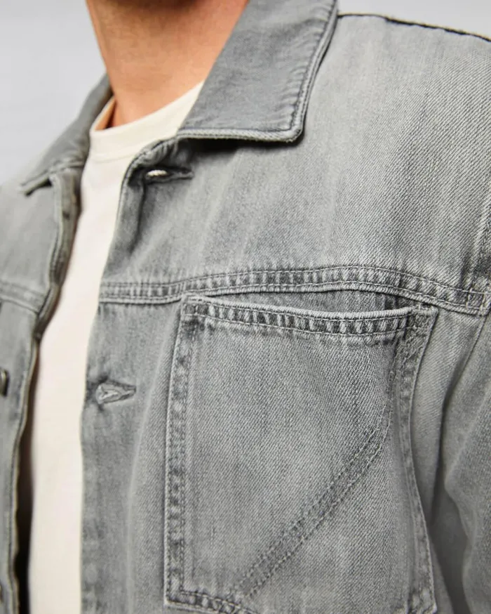 Jackets 038 Coats Men 7 For All Mankind Mojo Patch Pocket Trucker Jacket In Dharma Grey