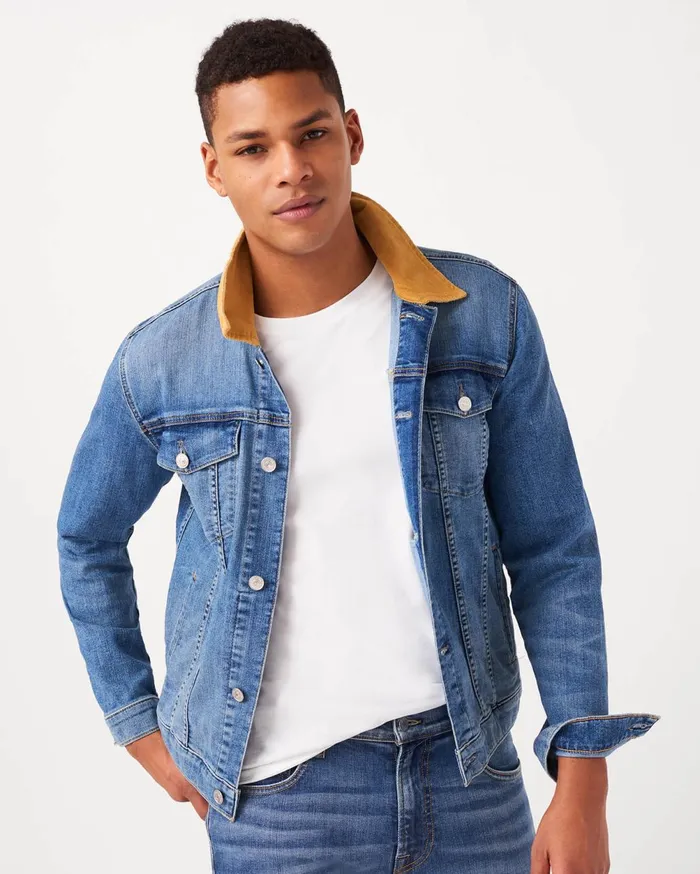 Jackets 038 Coats Men 7 For All Mankind Trucker Jacket With Contrast Collar In Mastermind Jackets 038 Coats Men 7 For All Mankind Trucker Jacket With Contrast Collar In Mastermind