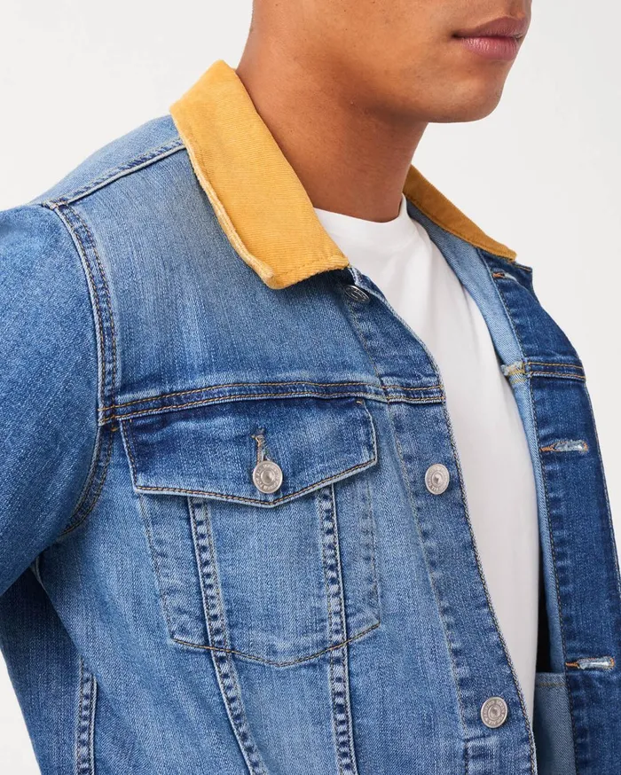 Jackets 038 Coats Men 7 For All Mankind Trucker Jacket With Contrast Collar In Mastermind