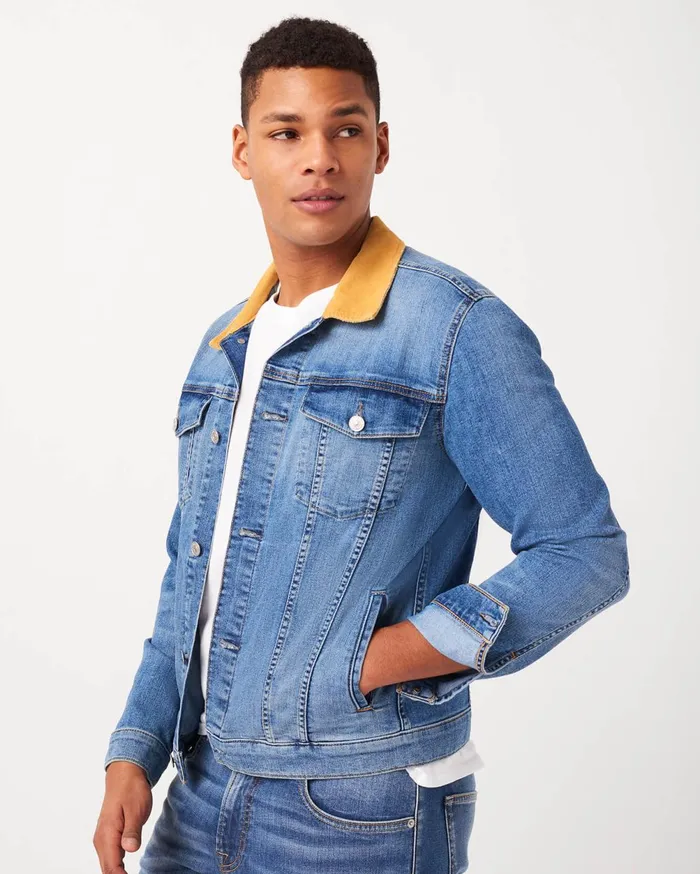 Jackets 038 Coats Men 7 For All Mankind Trucker Jacket With Contrast Collar In Mastermind