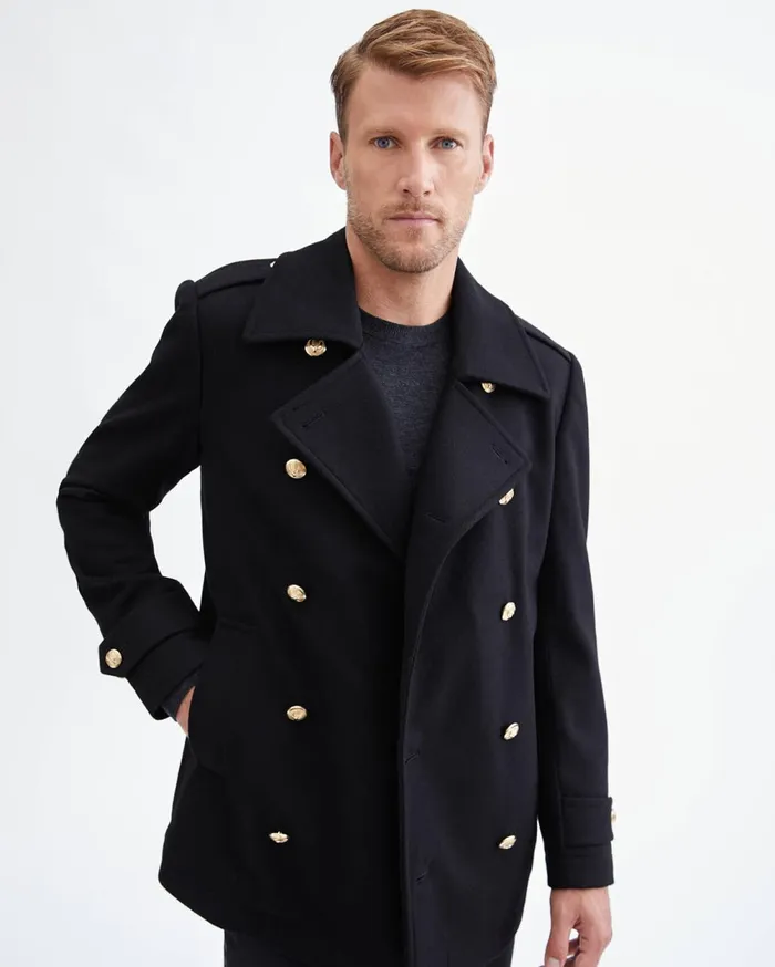 Jackets 038 Coats Men 7 For All Mankind Wool Pea Coat In Black