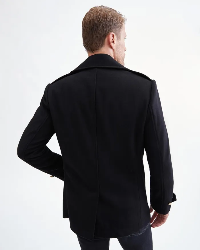 Jackets 038 Coats Men 7 For All Mankind Wool Pea Coat In Black